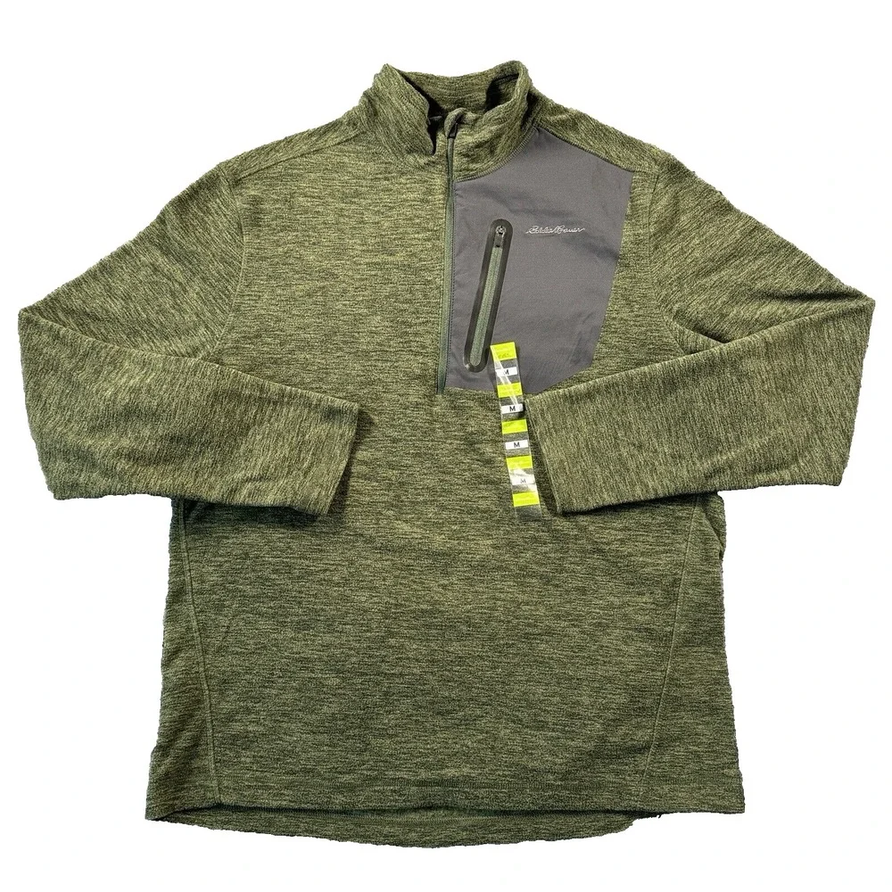 Eddie‎ Bauer Jacket Mens Medium Green Cloud Layer Pro Quarter Zip Mock Collar